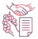Handshake, document and grapes